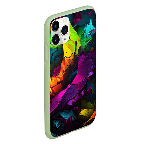 Чехол iPhone 11 Pro матовый Яркие разноцветные краски / 3D-Салатовый – фото 2