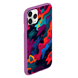 Чехол iPhone 11 Pro матовый Яркая абстракция в виде камуфляжа, цвет: 3D-фиолетовый — фото 2