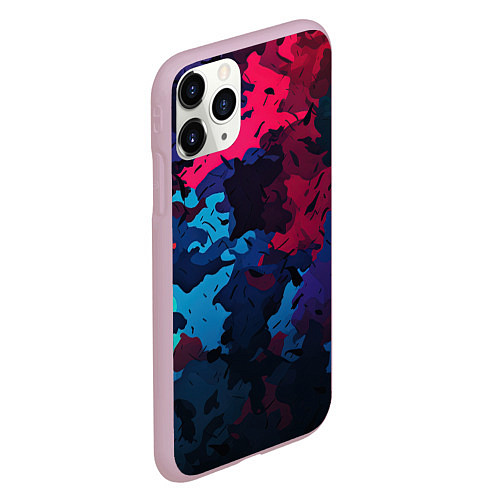 Чехол iPhone 11 Pro матовый Хаотичный яркий камуфляж / 3D-Розовый – фото 2