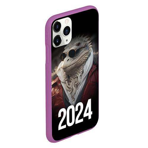 Чехол iPhone 11 Pro матовый 2024 реалистичный дракон / 3D-Фиолетовый – фото 2