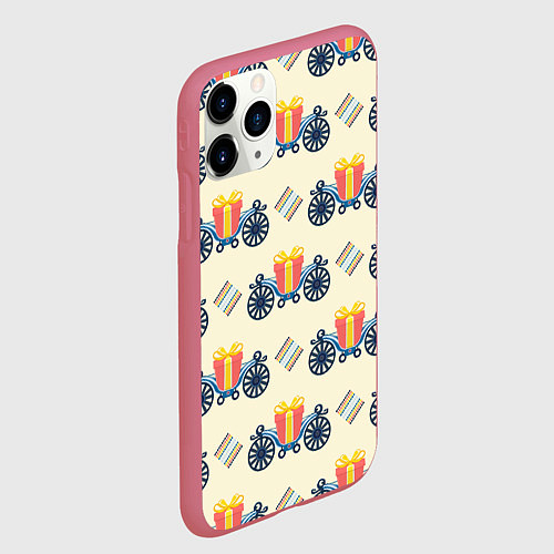 Чехол iPhone 11 Pro матовый Подарок на карете и ромб / 3D-Малиновый – фото 2