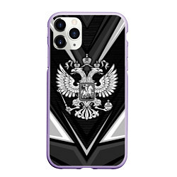 Чехол iPhone 11 Pro матовый Герб России- черно-белый