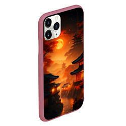 Чехол iPhone 11 Pro матовый Мрачная япония - пейзаж, цвет: 3D-малиновый — фото 2