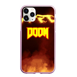 Чехол iPhone 11 Pro матовый Doom storm огненное лого, цвет: 3D-розовый