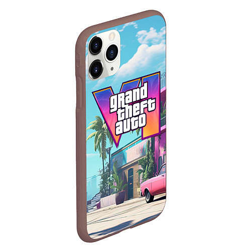 Чехол iPhone 11 Pro матовый GTA 6 Vice city / 3D-Коричневый – фото 2