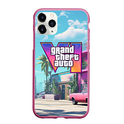 Чехол iPhone 11 Pro матовый GTA 6 Vice city, цвет: 3D-малиновый