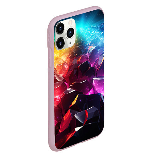 Чехол iPhone 11 Pro матовый Радужные блестящие камни / 3D-Розовый – фото 2