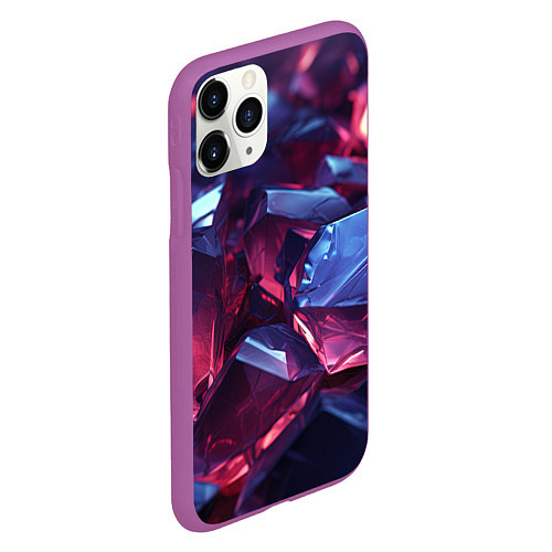 Чехол iPhone 11 Pro матовый Абстрактные стеклянные камни / 3D-Фиолетовый – фото 2