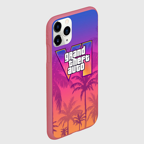 Чехол iPhone 11 Pro матовый GTA 6 official / 3D-Малиновый – фото 2