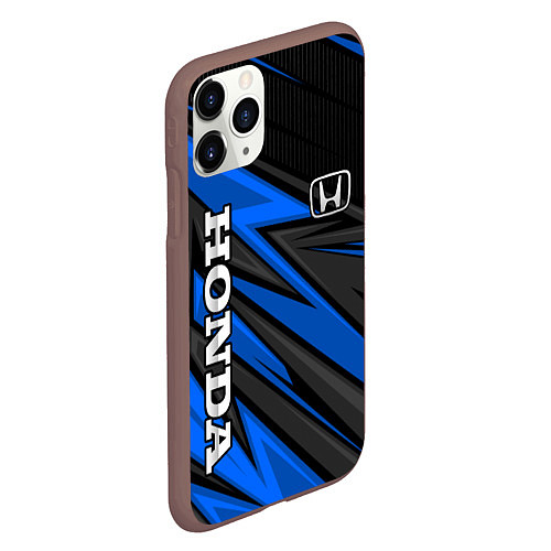Чехол iPhone 11 Pro матовый Honda motors - синяя спортивная абстракция / 3D-Коричневый – фото 2