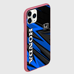 Чехол iPhone 11 Pro матовый Honda motors - синяя спортивная абстракция, цвет: 3D-малиновый — фото 2