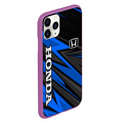 Чехол iPhone 11 Pro матовый Honda motors - синяя спортивная абстракция, цвет: 3D-фиолетовый — фото 2