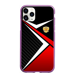 Чехол iPhone 11 Pro матовый Russia - black and red