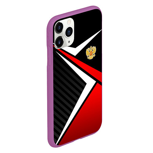 Чехол iPhone 11 Pro матовый Russia - black and red / 3D-Фиолетовый – фото 2