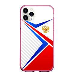 Чехол iPhone 11 Pro матовый Герб РФ - классические цвета флага