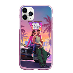 Чехол iPhone 11 Pro матовый Главные герои gta 6, цвет: 3D-розовый