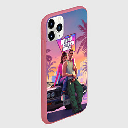 Чехол iPhone 11 Pro матовый Главные герои gta 6, цвет: 3D-малиновый — фото 2