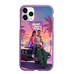 Чехол iPhone 11 Pro матовый Главные герои gta 6, цвет: 3D-фиолетовый