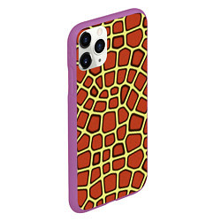 Чехол iPhone 11 Pro матовый Паттерн красных плит на жёлтом, цвет: 3D-фиолетовый — фото 2