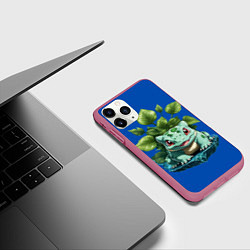 Чехол iPhone 11 Pro матовый Бульбазавр покемон, цвет: 3D-малиновый — фото 2