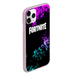 Чехол iPhone 11 Pro матовый Fortnite капли неоновых красок, цвет: 3D-розовый — фото 2