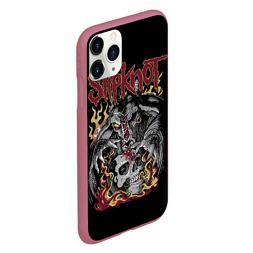 Чехол iPhone 11 Pro матовый Slipknot - злодей / 3D-Малиновый – фото 2