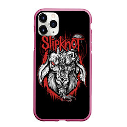 Чехол iPhone 11 Pro матовый Slipknot - козёл, цвет: 3D-малиновый