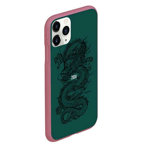 Чехол iPhone 11 Pro матовый Chinese dragon - 2024 / 3D-Малиновый – фото 2