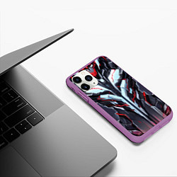 Чехол iPhone 11 Pro матовый Красный кибер доспех, цвет: 3D-фиолетовый — фото 2