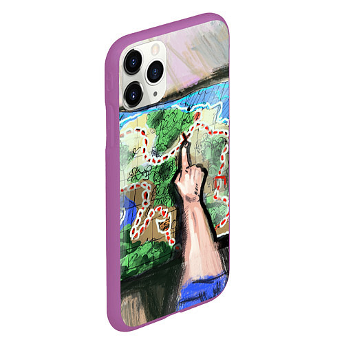 Чехол iPhone 11 Pro матовый Карта сокровищ / 3D-Фиолетовый – фото 2