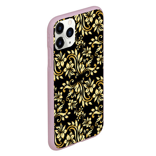 Чехол iPhone 11 Pro матовый Gold khokhloma / 3D-Розовый – фото 2