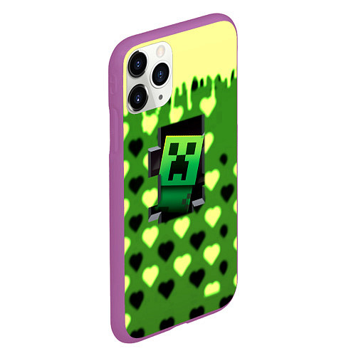 Чехол iPhone 11 Pro матовый Minecraft love toxic / 3D-Фиолетовый – фото 2