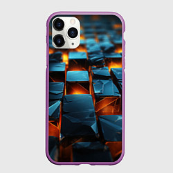 Чехол iPhone 11 Pro матовый Темные плитки в лаве, цвет: 3D-фиолетовый