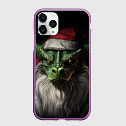 Чехол iPhone 11 Pro матовый Санта дракон 2024, цвет: 3D-фиолетовый