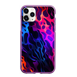 Чехол iPhone 11 Pro матовый Камуфляж из ярких красок, цвет: 3D-фиолетовый