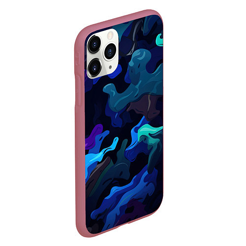 Чехол iPhone 11 Pro матовый Камуфляж из разноцветных красок / 3D-Малиновый – фото 2