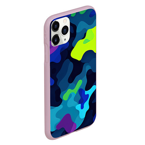 Чехол iPhone 11 Pro матовый Яркие кислотные пятна паттерн / 3D-Розовый – фото 2