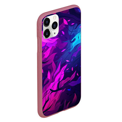 Чехол iPhone 11 Pro матовый Фиолетовые яркие лепестки / 3D-Малиновый – фото 2