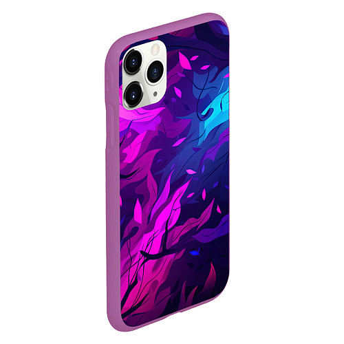 Чехол iPhone 11 Pro матовый Фиолетовые яркие лепестки / 3D-Фиолетовый – фото 2