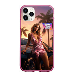Чехол iPhone 11 Pro матовый GTA 6 girl, цвет: 3D-малиновый
