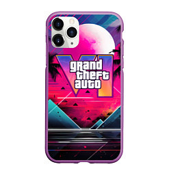 Чехол iPhone 11 Pro матовый GTA 80s style, цвет: 3D-фиолетовый