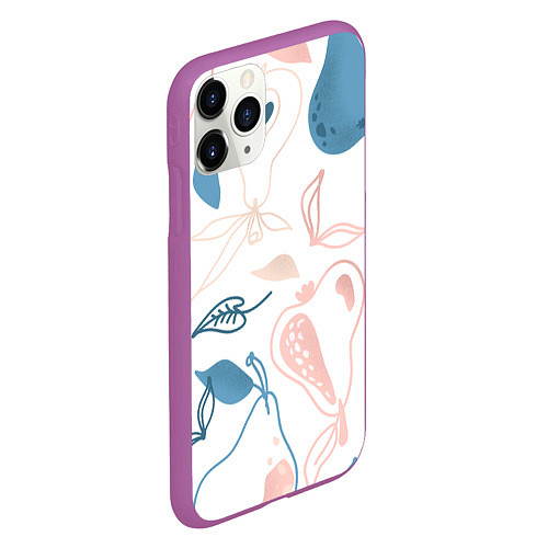 Чехол iPhone 11 Pro матовый Силуэты груш / 3D-Фиолетовый – фото 2