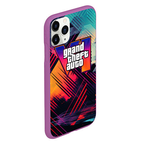 Чехол iPhone 11 Pro матовый GTA 6 abstract logo / 3D-Фиолетовый – фото 2