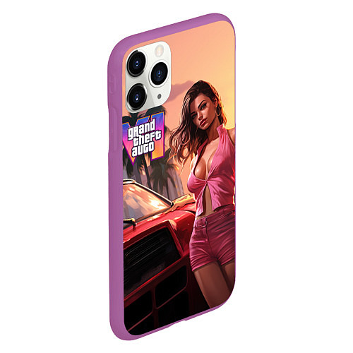 Чехол iPhone 11 Pro матовый GTA 6 girl vice city / 3D-Фиолетовый – фото 2