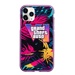 Чехол iPhone 11 Pro матовый GTA 6 logo abstract, цвет: 3D-фиолетовый