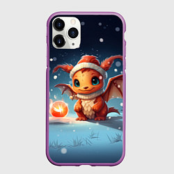 Чехол iPhone 11 Pro матовый Снежный волшебник дракон, цвет: 3D-фиолетовый