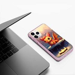 Чехол iPhone 11 Pro матовый Дракон чудо-хранитель праздника, цвет: 3D-розовый — фото 2