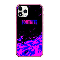 Чехол iPhone 11 Pro матовый Fortnite neon logo steel, цвет: 3D-малиновый