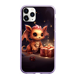 Чехол iPhone 11 Pro матовый Дракон фурия новогодье, цвет: 3D-светло-сиреневый