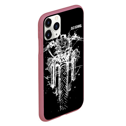 Чехол iPhone 11 Pro матовый Old school motorcycle / 3D-Малиновый – фото 2